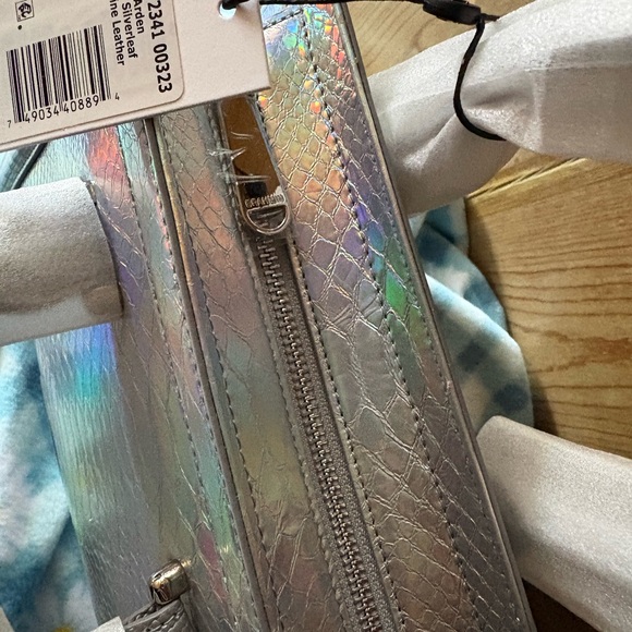 Brahmin silver leaf small Arden Iridescent Silver Satchel Handbag - Picture 6 of 6